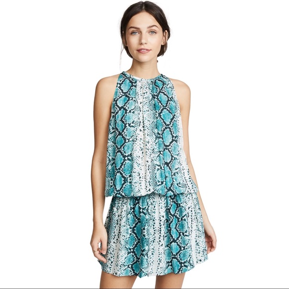 Ramy Brook Teal Snakeskin Print Paris Dress